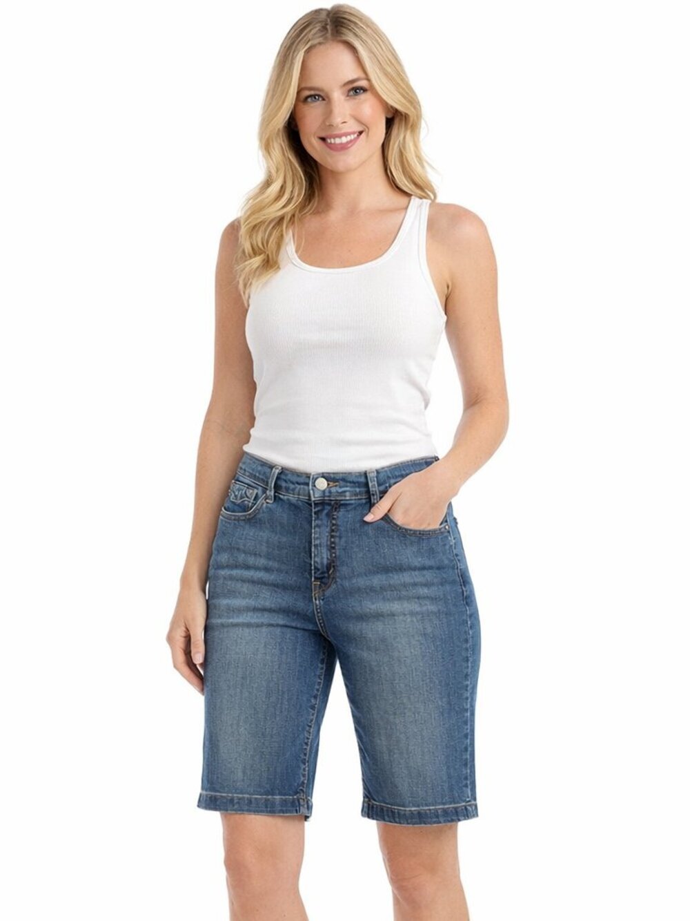 Levi’s 512 Perfectly Slimming Denim Bermuda Shorts Women’s Size 12 Mid-Rise